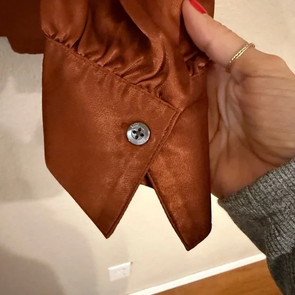 Rails Wynna Rust Women’s Blouse Top Silk Satin - Picture 4 of 6